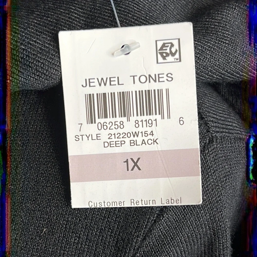 CHARTER CLUB WOMAN DEEP BLACK JEWEL TONES LONG SLEEVED SIZE 1X New